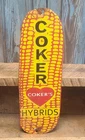 Vintage Coker Hybrid Corn Seed Porcelain Metal Die-cut Sign