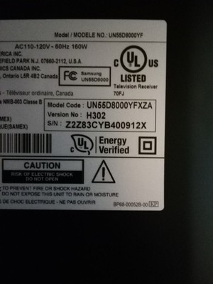 Samsung TV # UN55D8000YFXA Complete LED TV  Repair Parts Kit