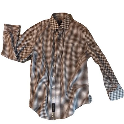 Jos. A. Bank Executive Collection Tailored Blue/White Plaid Cotton Shirt 15.5 34