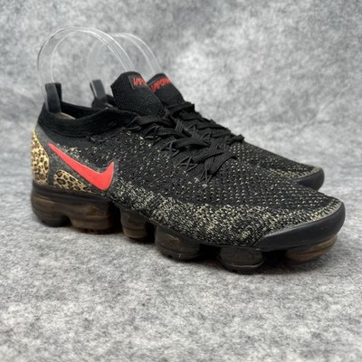 Nike Air Vapormax Flyknit 2 Shoes Leapord Womens Size 7 Black