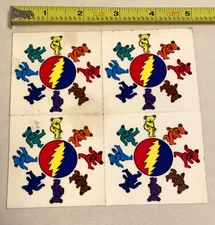 🔥 Vintage Grateful Dead Sticker 🔥 Dancing Bears around a Stealie - 4 Stickers