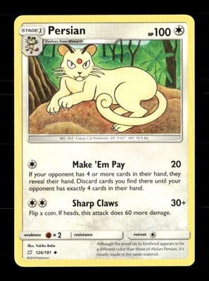Persian 126/181 Team Up NM/M Pokemon