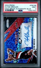 2024 PANINI PRIZM FAST BREAK AUTO BLUE #FBCDB CLYDE DREXLER 8/49 PSA 9