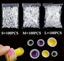 100Pcs Plastic Large Tattoo Ink Cups Caps Pigment Supply Brand New 