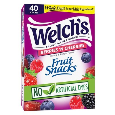 Welch's Fruit Snacks, Berries 'N Cherries Snack Box, Gluten Free, 0.8oz Snack Pa