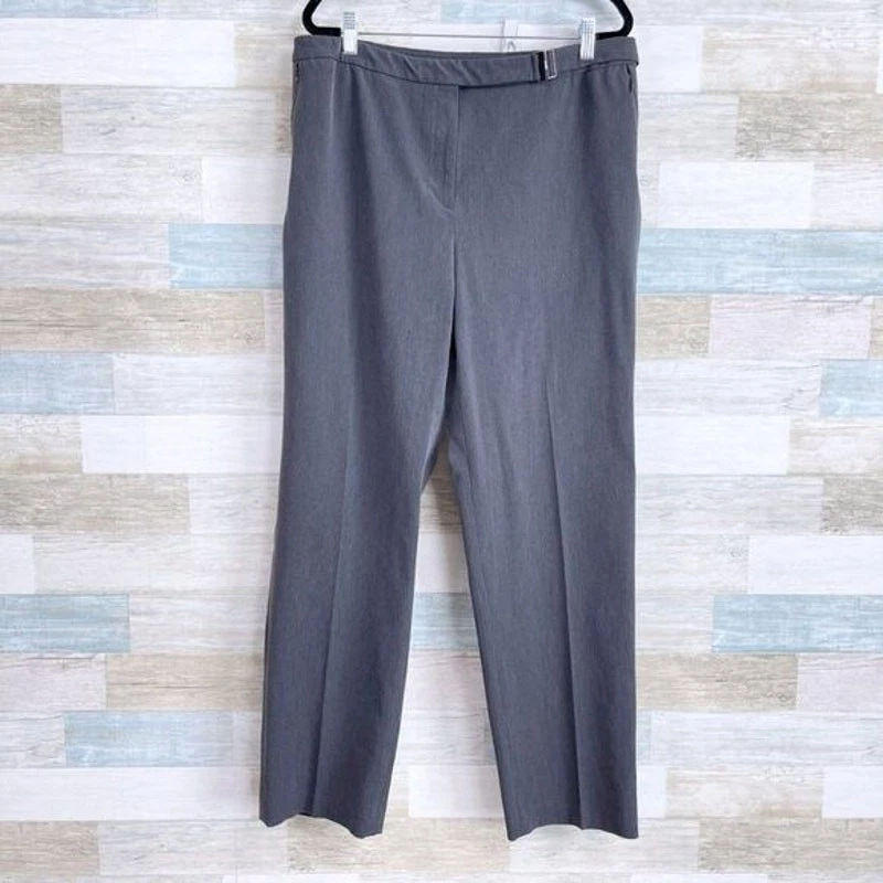 LRL RALPH LAUREN Ponte Stretch Career Trousers Gray High Rise Work Womens 16