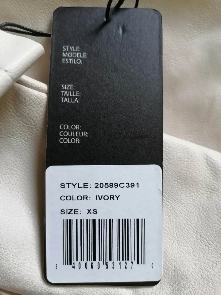 Chaqueta para mujer Bernardo imitación cuero moto chaqueta en marfil, talla XS Foto 3 de 4