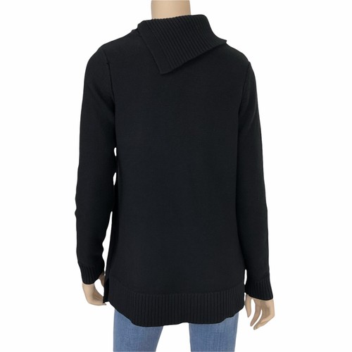 Maglione Charter Club donna nero spacco girocollo maglia cavo manica lunga M nuovo con etichette - Foto 7 di 9