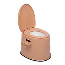 VINGLI Portable Camping Toilet New 5L Commode w/Detachable Inner Bucket Brown