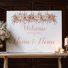 Personalised Autumnal Roses Floral Wedding Welcome Order of the Day Sign Decor