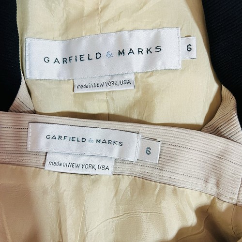 GARFIELD & MARKS Polyester Skirt Suit 6 Beige Striped Texture Lined Business 2PC - Picture 9 of 9