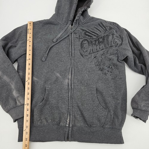 Y2K O'NEILL Sherpa Lined Hoodie Jacket Gray Full Zip Surf Skate Gray Sweatshirt - Picture 15 of 21