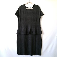 NWT Ann Taylor LOFT Women's Charcoal Gray Short Sleeve Sweater Dress Size Large