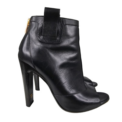 Tom Ford Damen Stiefeletten schwarz Leder offene Zehenpartie UK 5,5 EU 38,5