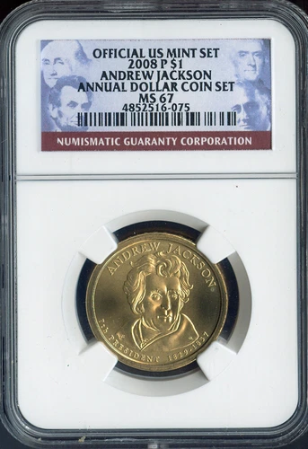 2008-P Andrew Jackson Dollar NGC MS67 Annual - 7th U.S. President