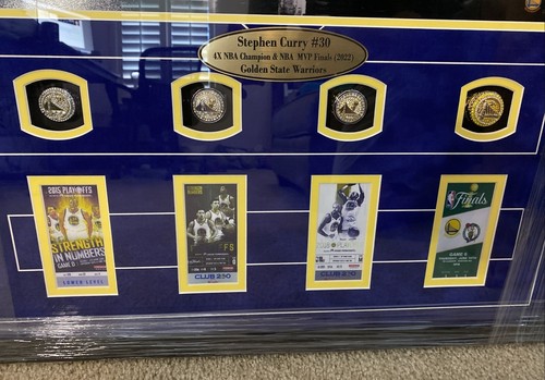 Stephen Curry Framed Authentic Auto Replica Championship Rings Display Case - Picture 6 of 6