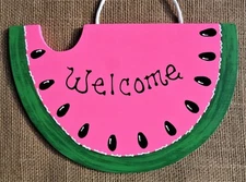WATERMELON Welcome PINK SIGN Wall Deck Pool Patio Tiki Bar Backyard Porch Plaque