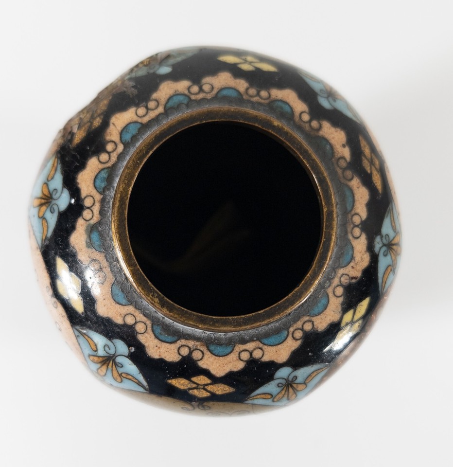 Antique Japanese Meiji Style CLoisonne Vase As Is Flowers Butterfly eBay