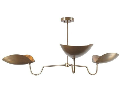 Gancio Per Lampadario A Soffitto In Ottone Lucido Con Rosa E Cinghia Di Sicurezza