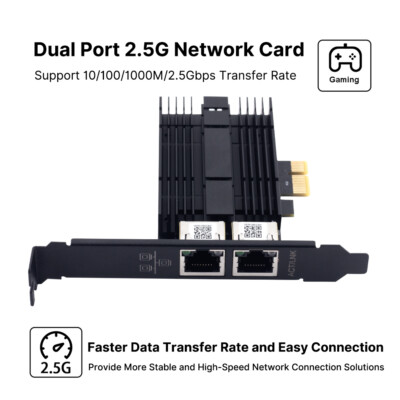 2.5Gbps Dual RJ45 Port with Intel I226 NIC for Gaming Ethernet Network Adapter