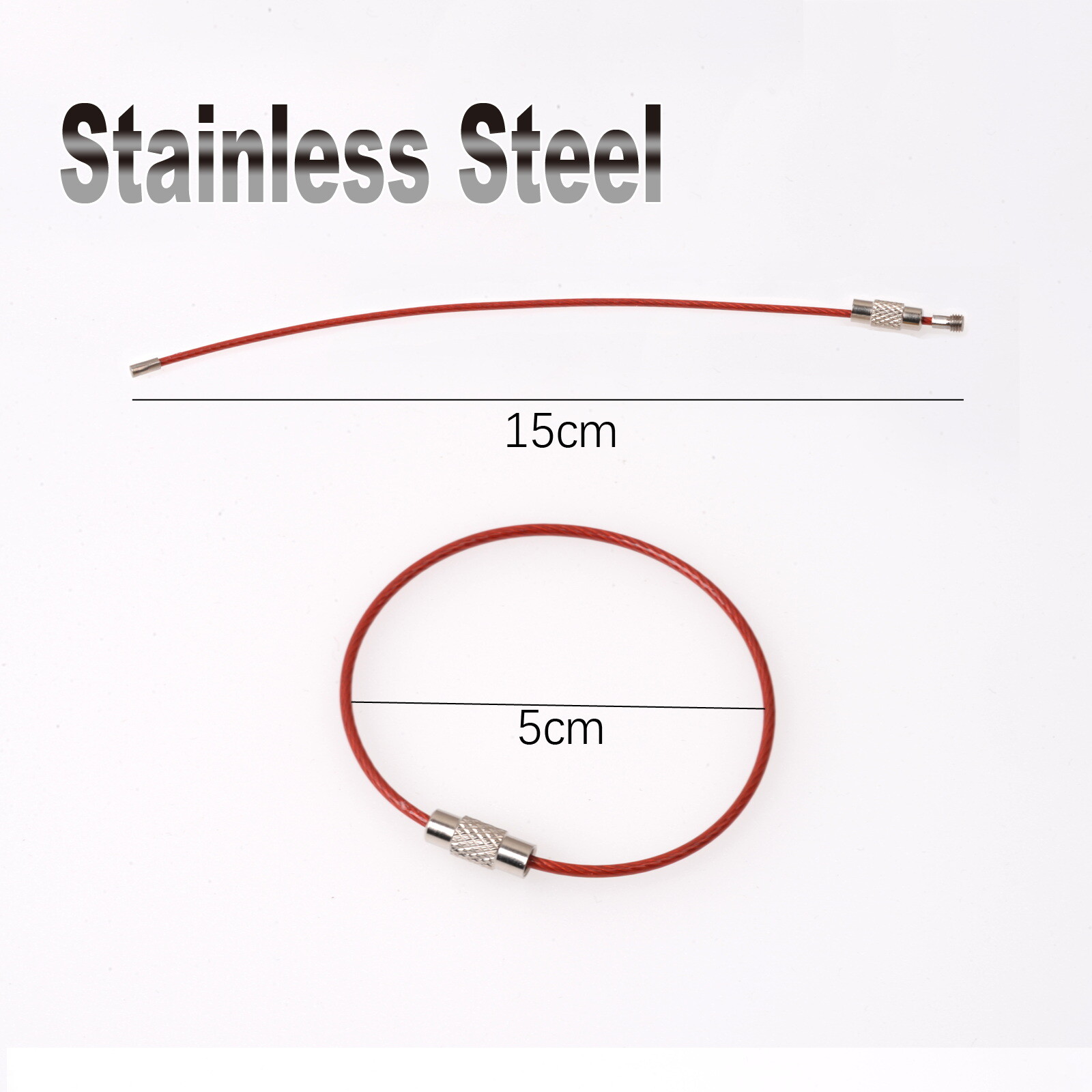 10X Wire Keychain Cable Key Ring Color Stainless Steel Rope Outdoor Hiking Lock eBay