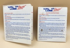 VINTAGE 1988 Win, Lose or Draw - Nintendo NES Game - 2 Manuals + Sleeve , EUC