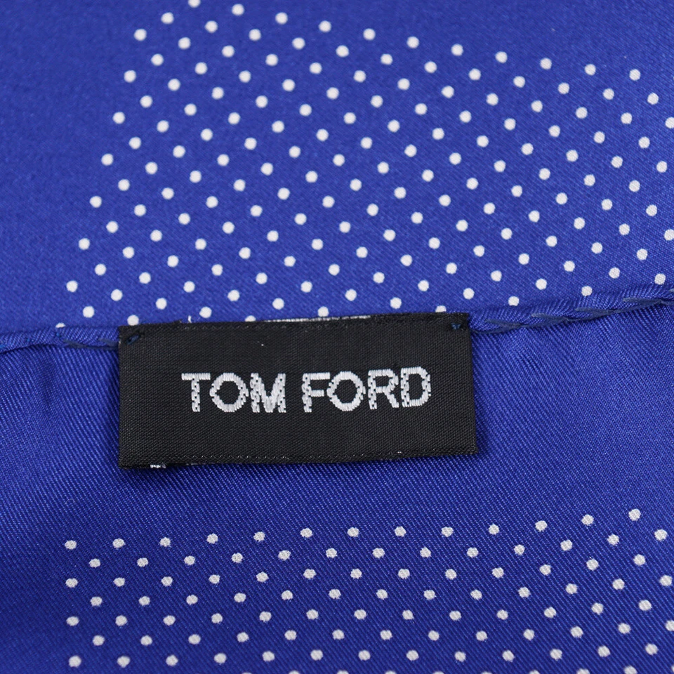 New $180 TOM FORD Royal Blue Dot Print Silk Pocket Square - Image 3 of 4