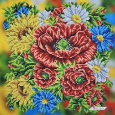 Bead Embroidery Kit DIY Craft Kit Stamped Bead Needlepoint Flowers 3030701