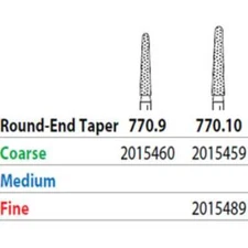 Two Striper FG #770.10 Fine Diamond Bur Round-End Taper, Pack of 5