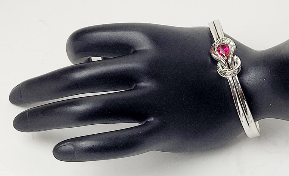 Brazalete brazalete PAJ BB tono plata zafiro rosa Foto 3 de 4