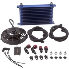 An10 Universal 13 Row Engine Trust Oil Cooler Kit W 7 Electric Cooling Fan Kit