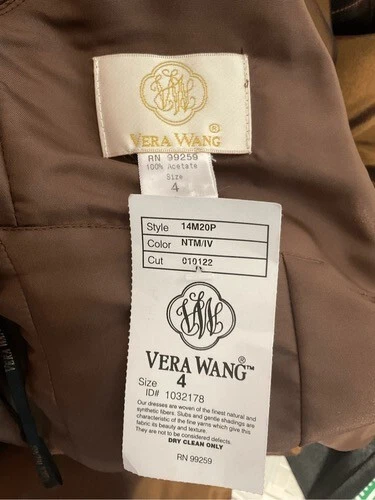 Vestido Formal Vera Wang Cintura Imperio De Colección Nuevo con Etiquetas con Sendero Línea A Vestido Mujeres Talla 4 Foto 2 de 4