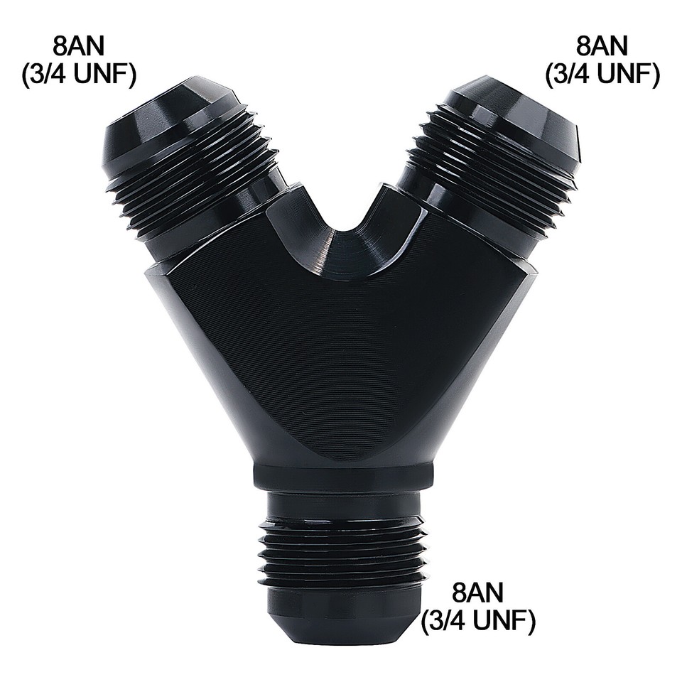 8AN To Dual 8AN JIC Y-Block Adapter – Male Flare Fitting (Aluminum, Blue)