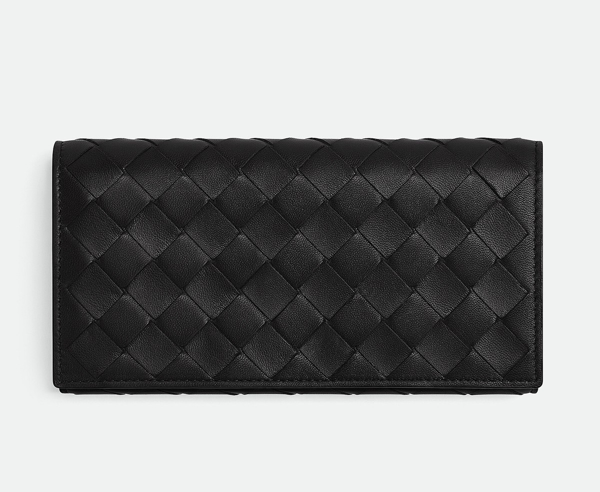 長財布 BOTTEGA VENETA Bottega Veneta Wallets Women Leather Black SPRING SALE - Bottega Veneta Large Flap Wallet Black