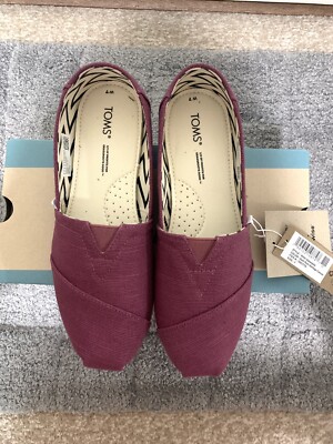 Toms Women Heritage Canvas Alpargata Slip On- Dark Plum Size 7.0