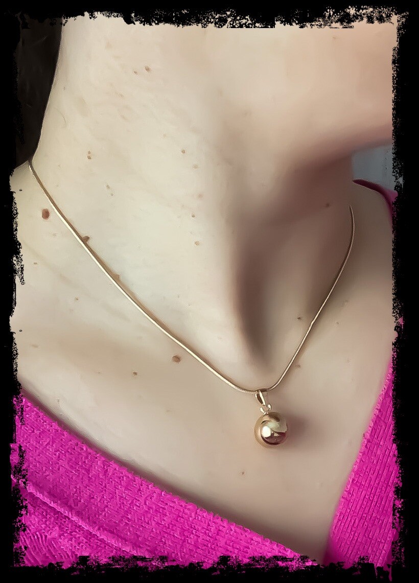 Collier Pendentif Boule 12mm En Plaqué Or 18 Carats - Bijou Femme Bijouxia, Neuf Avec étiquettes