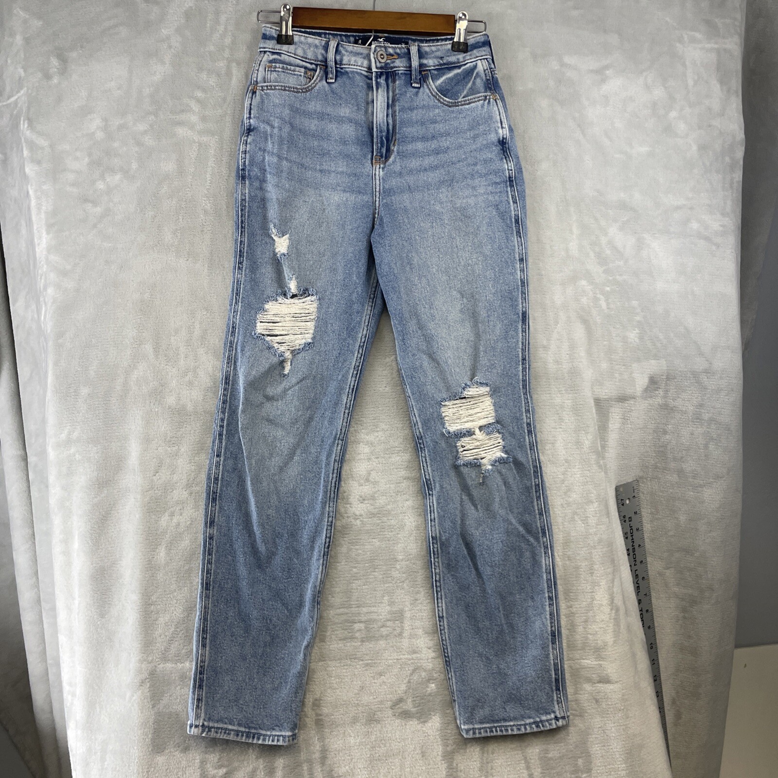 Hollister Mom Jeans Size 1R Medium Wash W25 L27 Ultra High Rise Denim Blue-image