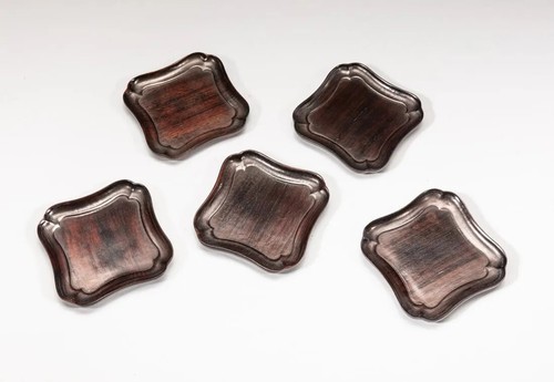 A set of 5 collectible Zitan wooden cup stands, 一組五件紫檀木杯墊 all of rectangular for - Picture 2 of 5