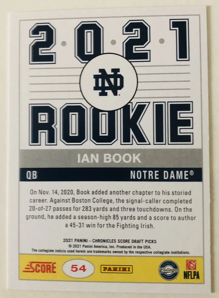 2021 Panini Chronicles Draft Score - IAN BOOK - Green Foil SP - Rookie SAINTS - Image 2 of 2