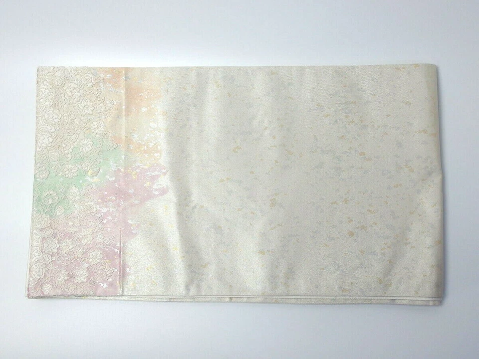 Cinturón japonés antiguo vintage brocado seda Fukuro Obi faja kimono textil chacha Foto 2 de 4