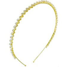 Glam Simple Headband Hairband made with Swarovski Crystal Gemstone Yellow Gold