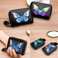 RFID Leather Card Holder Wallet Blocking Credit Card Zipper for Women Best Gifts