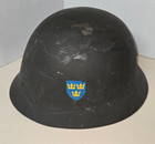 Ww Ii Era Swedish M26 Helmet With Decals, Liner And Chinstrap. Size 72