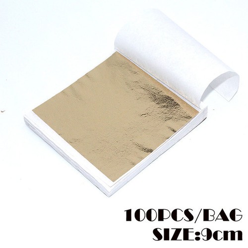 100 Sheets Gold Silver Copper Foil Paper Leaf Gilding Art Craft Metallic DIY - Picture 16 of 19