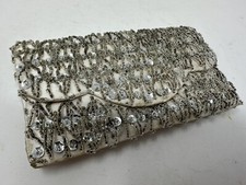 Nights In White Satin Beaded Sequined Evening Bag Purse Clutch Handmade HongKong