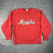 Vintage Champion Crewneck Large Made In USA Mundelein Red Graphic Y2K Distressed