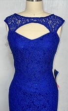 PromGirl Sweetheart Neck Sleeveless Lace Long Dress Blue