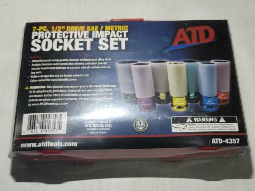 ATD 7pc SAE/ Metric Color Coated Protective Impact Lug Nut Socket Set #4357 - Picture 2 of 3