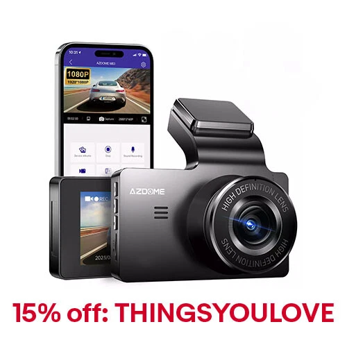 AZDOME Front and Rear Dash Cam 1080P Night Vision WiFi Car Recorder G-Sensor FHD