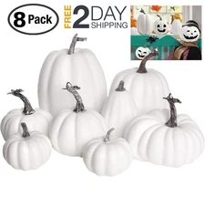 8 Artificial Pumpkins For Decorating Indoor Outdoor Home Decorations Clearance
